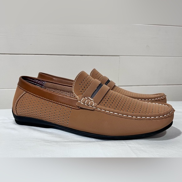 New Stacy Adams Corby‎ Sz 7.5M Saddle Slip On Walking Shoes Tan 25513-240 - Picture 1 of 7